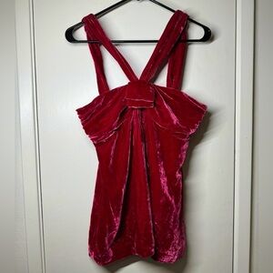 NWT Marc by Marc Jacobs Strawberry Daiquiri Pink Velvet Silk Blend Bow Blouse 6